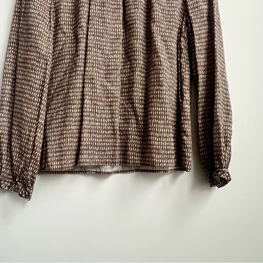 J.McLaughlin Antonia blouse Khaki/cream Abstract Order Large Ruffle Cottagecore - Picture 6 of 14